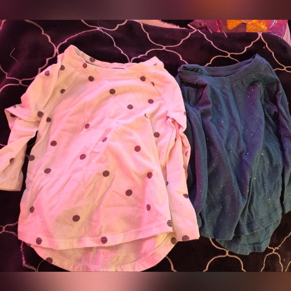 Bundle Of 2 Cat & Jack White and Blue Long Sleeve Tees - Picture 1 of 9